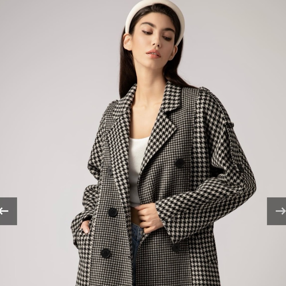 Women's Houndstooth coat - cashmere and wool jacket